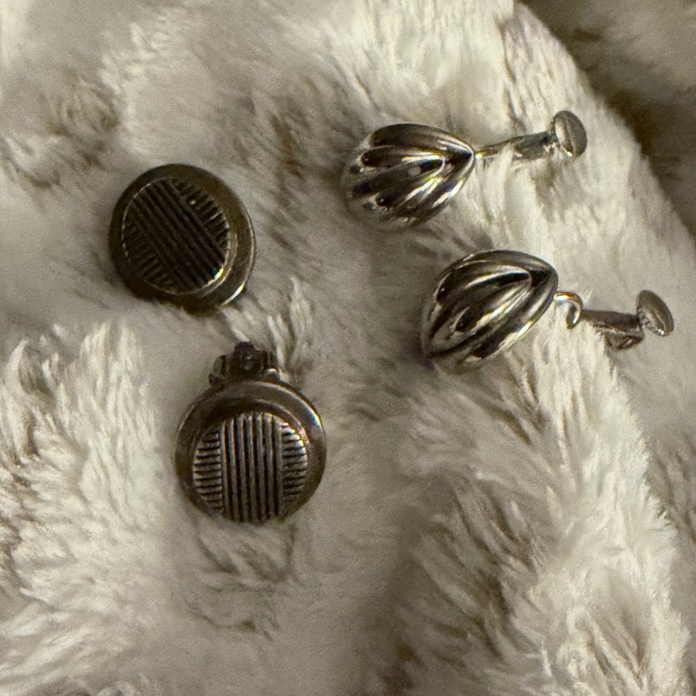 Vintage Ralph Lauren LL Gold/Silver Tone Earrings & Silver Screw back Earrings